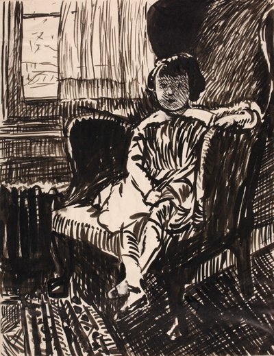 Zonder titel (Zittend meisje in stoel) door H. Lyman Sayen