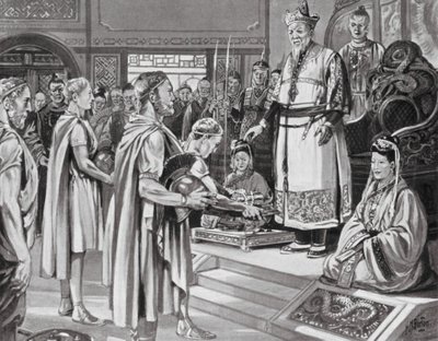 De Chinese keizer ontvangt een missie door H. M. (after) Burton