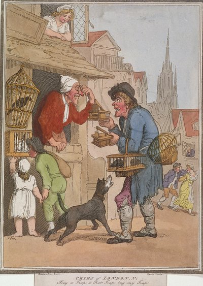 Koop een Val, een Rattenval, koop mijn Val, plaat I van Cries of London, 1799 door H Merke