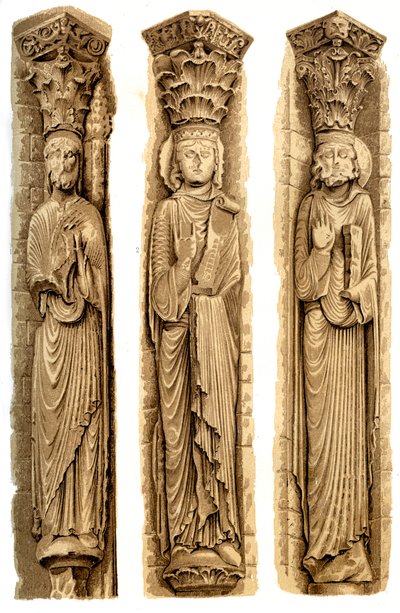 Buitendecoratie van de Kathedraal van Le Mans, Le Mans, Frankrijk, 15e eeuw, 1849 door H. Moulin