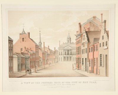 Een uitzicht op het Federal Hall van de stad New York door H. R. Robinson