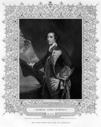 Admiraal George Brydges Rodney 1719-1792, 1e Baron Rodney, 19e eeuw door H. Robinson