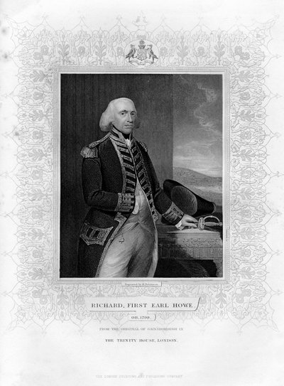 Richard Howe 1726-1799, 1e Graaf Howe, Engelse admiraal, 19e eeuw door H. Robinson