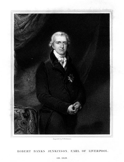 Robert Banks Jenkinson, 2e graaf van Liverpool, premier van het Verenigd Koninkrijk, 1834 door H. Robinson