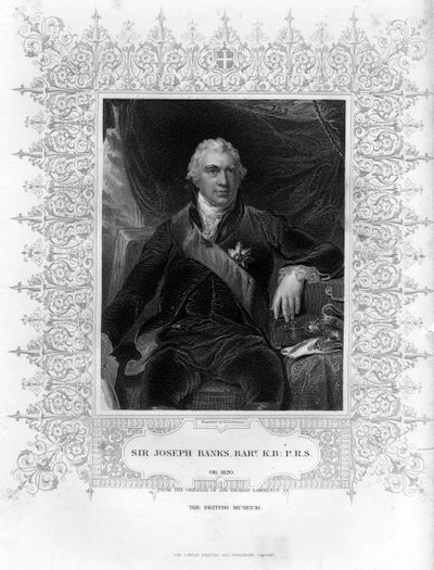 Sir Joseph Banks 1743-1820, Engelse natuuronderzoeker, botanicus en wetenschapsbeschermer, 19e eeuw door H. Robinson