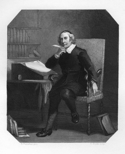 Joost van den Vondel, 17e-eeuwse Nederlandse dichter en dramaturg, ca. 1870 door H. Sluyter