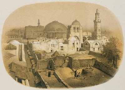 Kerk van het Heilig Graf in Jeruzalem. Ets door Stelzner - Steinkopk J.F. Editore door H. Stelzner
