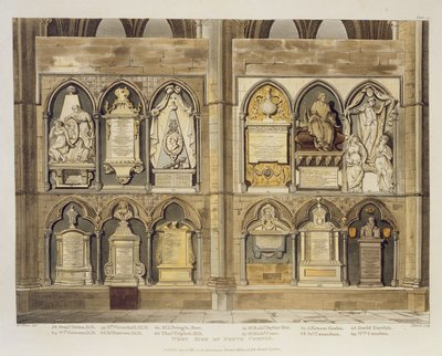 Westzijde van Poets Corner, plaat 24 uit Westminster Abbey door H. Villiers