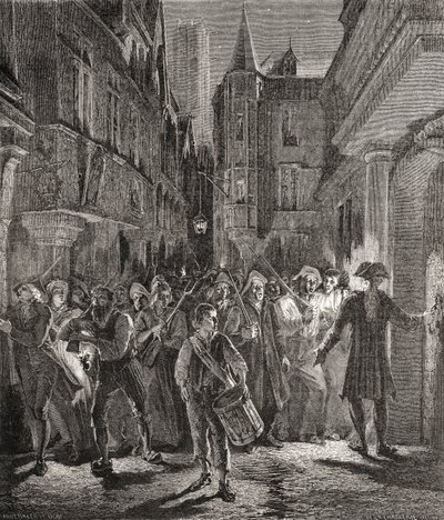 Parijs bewaakt door het volk, gegraveerd door Pannemaker-Ligny door H. de la (after) Charlerie