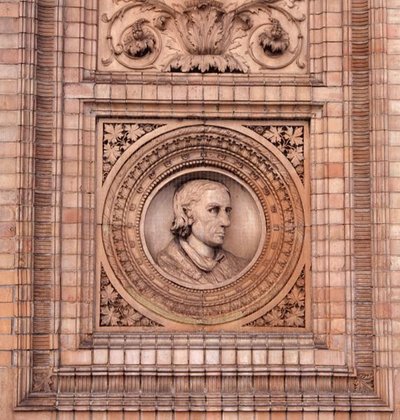 Detail van de gevel van de Hamburger Kunsthalle door H. v. d. Schirrmacher G. T. and Erbe A. Hude