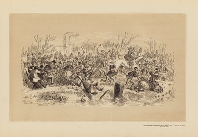 Oxford en Cambridge Bootrace, Nr. 4, Een run op de Banken tijdens de Race door Hablot Knight (1815 92) Browne