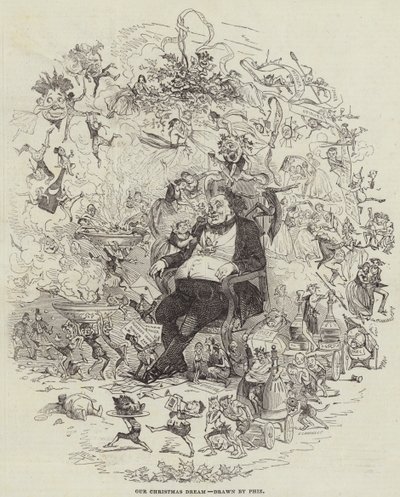 Onze Kerstdroom (gravure) door after Hablot Knight Browne