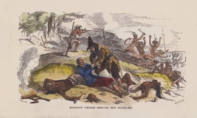 Robinson Crusoe redt de Spanjaard door after Hablot Knight Browne