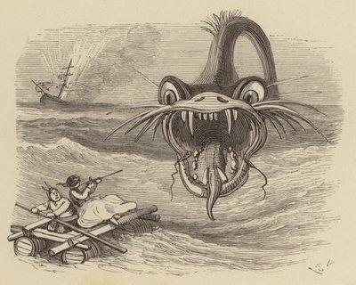 Zeeslang vooruit! (gravure) door Hablot Knight Browne