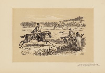 Jachtschetsen, Nr. 6, Over de heuvels en ver weg (gravure) door Hablot Knight (1815 92) Browne