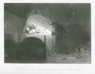 Londense straten: Nathaniel Crosier, Esq, beleeft een zeer onrustige nacht door Hablot Knight (1815 92) Browne