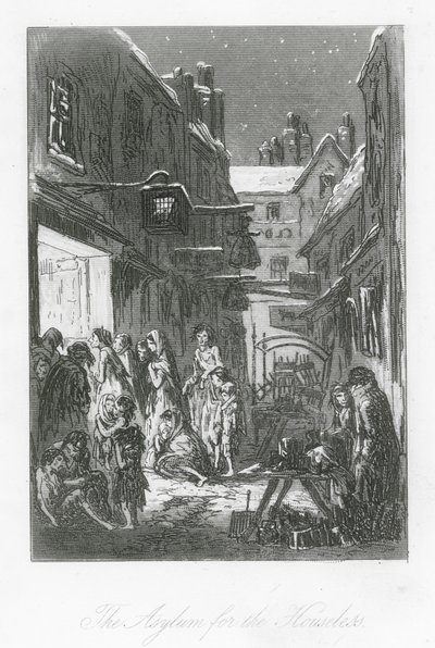 Londense straten: Het Asiel voor de Daklozen door Hablot Knight (1815 92) Browne