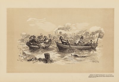 Oxford en Cambridge bootrace, nr. 2, Op de rivier door Hablot Knight (1815 92) Browne