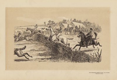 De Tumbletown Steeple-Chase, Nr. 2, De start (gravure) door Hablot Knight (1815 92) Browne