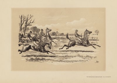 De Tumbletown Steeple-Chase, Nr. 3, Te heet om lang te duren (gravure) door Hablot Knight (1815 92) Browne