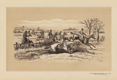 De Tumbletown Steeple-Chase, Nr. 5, Een gekibbel (gravure) door Hablot Knight (1815 92) Browne
