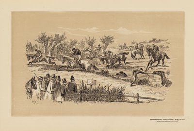 De Tumbletown Steeple-Chase, nr. 6, De beek door Hablot Knight (1815 92) Browne