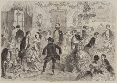 Een kerstbal in een landhuis door Hablot Knight Browne