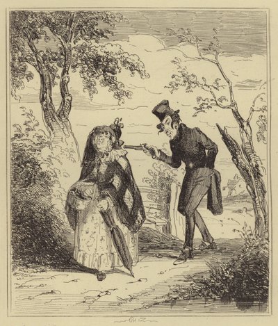 Bartlett schiet Mrs Lewis neer door Hablot Knight Browne