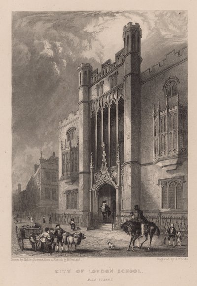 City of London School, Milk Street, Londen door Hablot Knight Browne