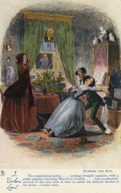 In Dickens Land - Dombey en Zoon Ansichtkaart, ca. 1907 door Hablot Knight Browne