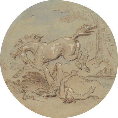 Een van achttien ontwerpen voor een serie platen die Venus en Adonis illustreren door Hablot Knight Browne