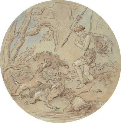 Een van achttien ontwerpen voor een serie platen ter illustratie van Venus en Adonis door Hablot Knight Browne