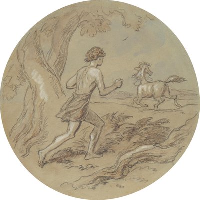 Een van achttien ontwerpen voor een serie platen die Venus en Adonis illustreren door Hablot Knight Browne