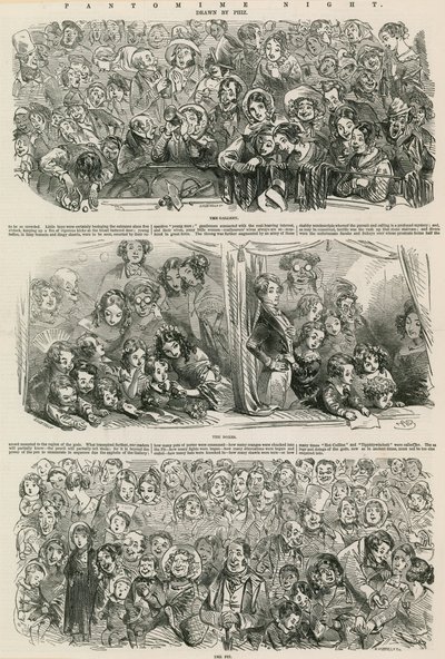 Pantomime Nacht: De Galerij, De Loges, De Put door Hablot Knight Browne