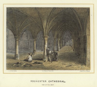 Rochester Cathedral, uitzicht op de crypte door Hablot Knight Browne