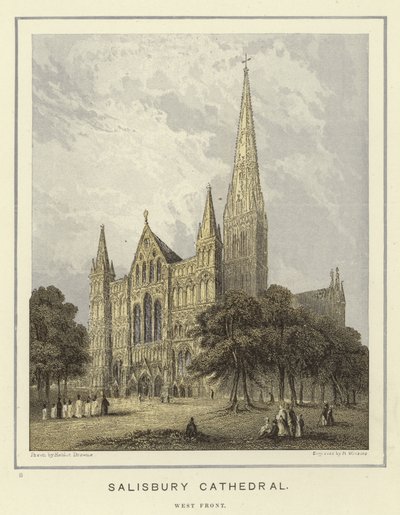 Salisbury Kathedraal, westgevel door Hablot Knight Browne