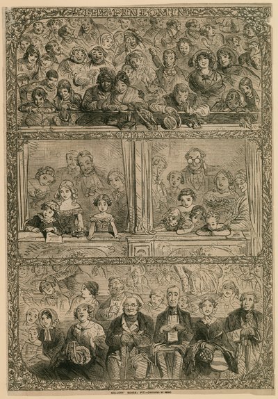 De Pantomime: Galerie, Loges, Put (gravure) door Hablot Knight Browne