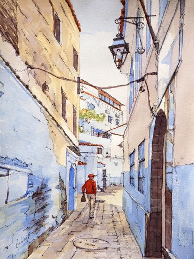 Een Bezoeker, Chefchaouen, Marokko, c.2024 door Hadley Rampton