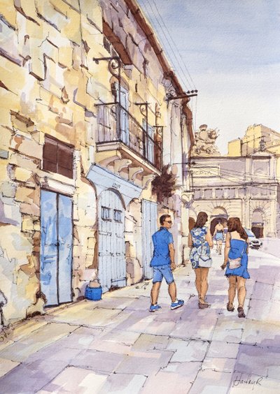 Drietal in Blauw, Valletta, Malta, ca. 2024 door Hadley Rampton