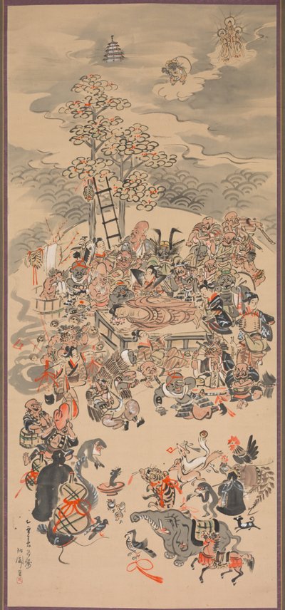 Parinirvana met Otsu-e onderwerpen, 1800s door Hakuen