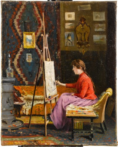 Meisjesschilder en haar atelier door Halil Pasha