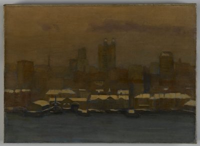 Rivieroever, New York in de winter, ca.1912 door Hamilton Easter Field