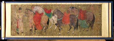 Een Staljongen met Paarden door Han Gan