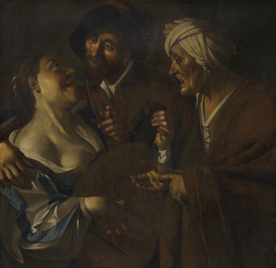 De koppelaarster (vervalsing na Dirck van Baburen, ca. 1930-45) door Han van Meegeren