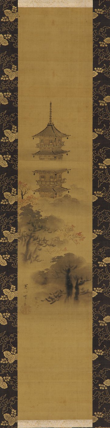 Een Pagode, Edo periode, midden 17e - begin 18e eeuw door Hanabusa Itcho