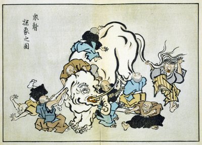 Blinde monniken onderzoeken een olifant door Hanabusa Itcho