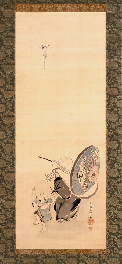 Hotei en kind door Hanabusa Itcho