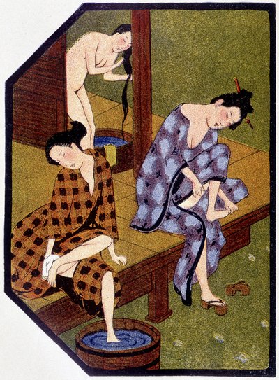 Les Jeunes japonaises au bain - in Poupée japonaises door Félicien Champsaur, ill. Hanafusa Itcho, Parijs door Hanabusa Itcho