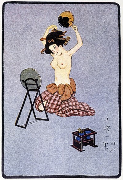 Jonge Japanse zonder haarversiering - in "Japanse pop" door Félicien Champsaur, ill. Hanafusa Itcho, Parijs door Hanabusa Itcho
