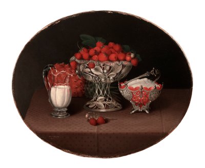 Stilleven met aardbeien door Hannah Brown Skeele